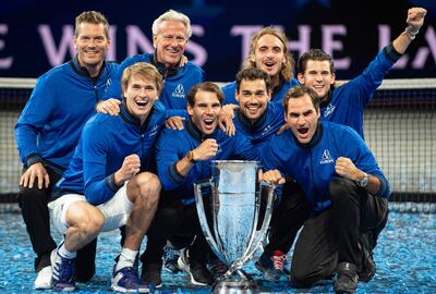El equipo de Europa que ganó ayer su tercera Copa Laver de tenis.