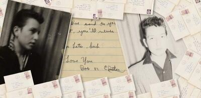 AME4567. WASHINGTON (ESTADOS UNIDOS), 18/11/2022.- Fotografía cedida por RR Auction and © the Estate of Barbara Hewitt que muestra algunas de las cartas de amor que el cantautor estadounidense Bob Dylan envió a su novia. Las cartas de amor que el cantautor estadounidense Bob Dylan envió a su novia de instituto, Barbara Ann Hewitt, en las que le adelantaba su deseo de vender millones de discos, han sido subastadas por casi 700.000 dólares. EFE/ RR Auction and © the Estate of Barbara Hewitt / SOLO USO EDITORIAL/ SOLO DISPONIBLE PARA ILUSTRAR LA NOTICIA QUE ACOMPAÑA (CRÉDITO OBLIGATORIO)