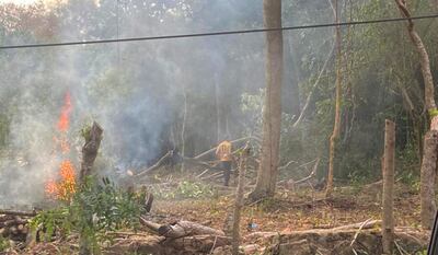 Uno de los inmuebles donde realizan tala y quemas intencionales en el área de protección del lago Ypacaraí.