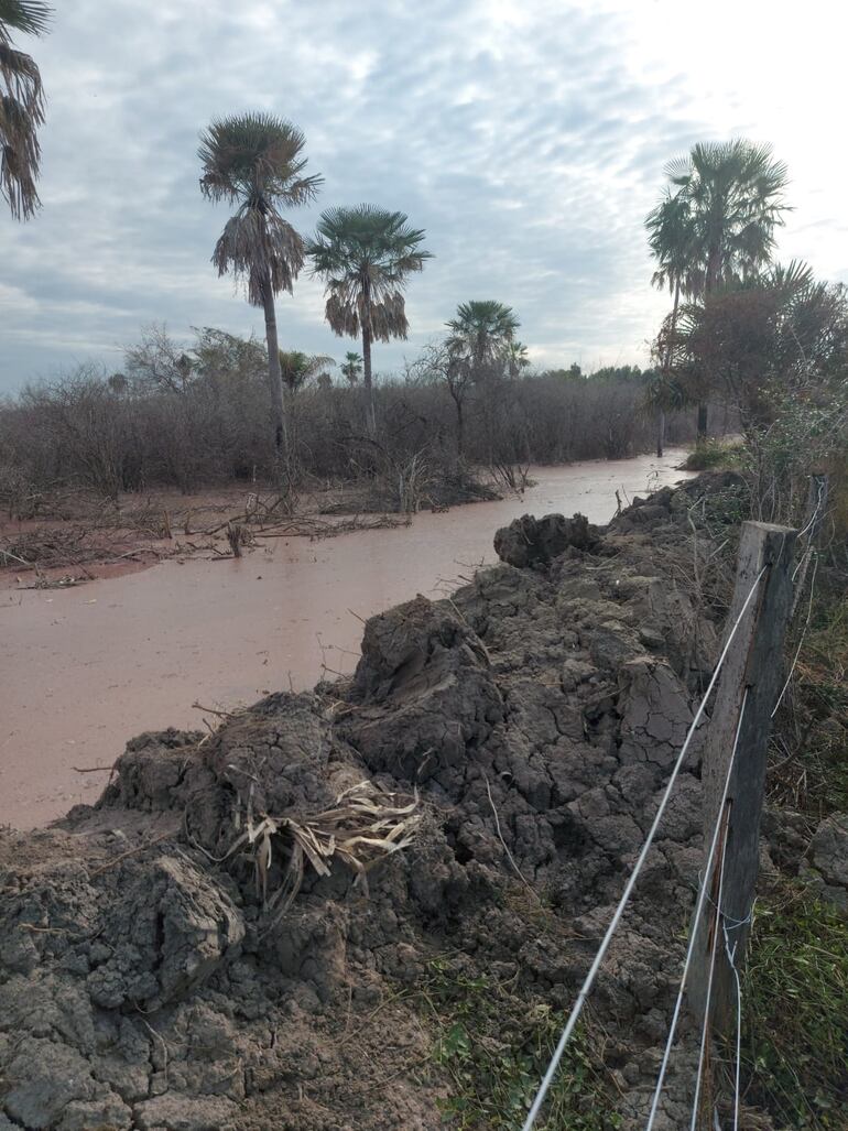 La empresa debe informar que retiró todo el líquido color rosado y destruyó los taludes restituyendo en su estado natural al inmueble.