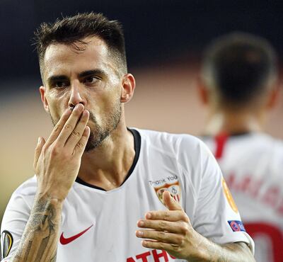 El extremo derecho Suso (26) marcó el primer gol de la remontada del Sevilla en Colonia. EFE