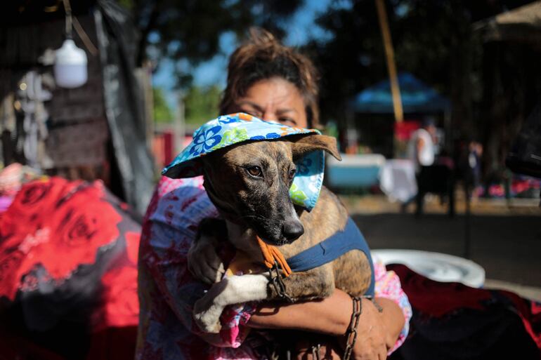 Bendición de mascotas en la iglesia Santa María Magdalena, en la ciudad de Masaya, en Nicaragua.