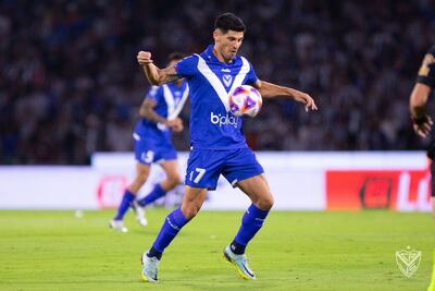 José Florentín, futbolista paraguayo de Vélez, que hoy enfrenta a Defensa y Justicia.