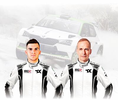 Fabrizio Zaldívar (izquierda) y su nuevo navegante, el español Carlos Del Barrio, para competir este año en la WRC3.