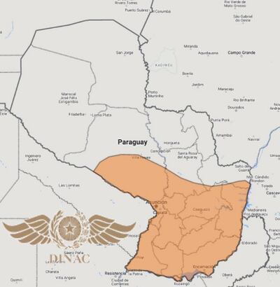 Área de cobertura del sistema de tormenta que afectará a casi todo el país entre jueves y viernes.