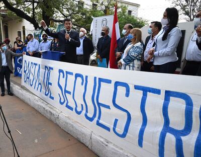 El presidente Efraín Alegre en el acto de conmemoración del 134 aniversario del PLRA, que tuvo lugar en Paraguayo Independiente y Yegros.