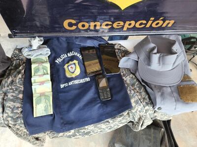 Imagen de archivo de elementos incautados en el marco de un secuestro exprés ocurrido en Concepción semanas atrás.