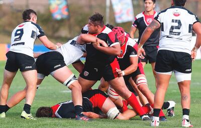 Juego de ayer entre Olimpia Lions y Selhnam de Chile en el Superliga de Rugby en Chile (Redes).