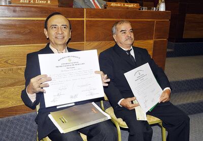 José Franco Alderete y Gregorio Pérez Burgos recibiendo el Premio Nacional de Música, en 2011.