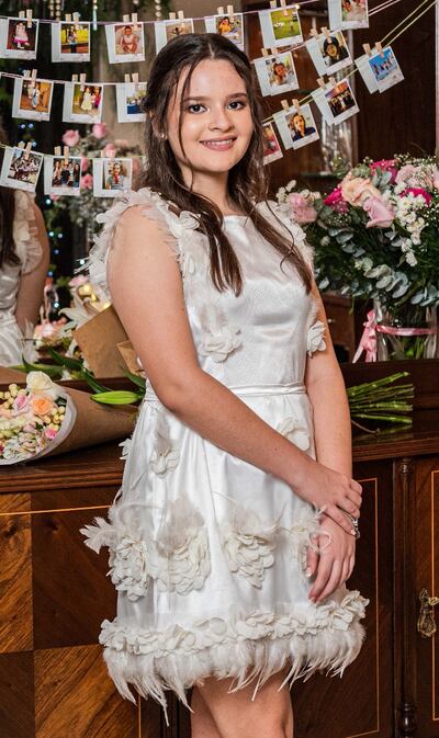 Giulianna lució un vestido diseñado por Lidia Leguizamón.