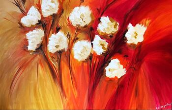 Cuadro de Carla Guillén Balmelli que forma parte de la muestra "True Colors", en el Shopping Mariscal.