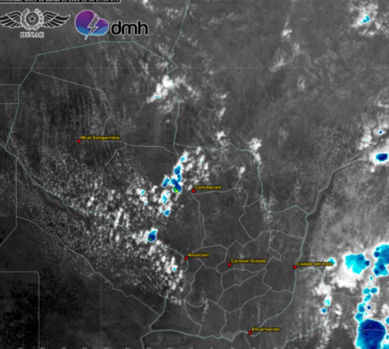Imagen satelital de la DMH sobre la alerta recientemente emitida.