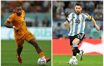 Memphis Depay (i) y Lionel Messi, las figuras principales de las selecciones de Países Bajos y Argentina.