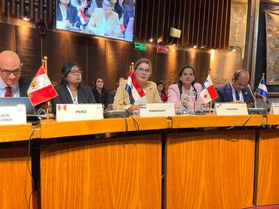 La embajadora Helena Felip en representación de Paraguay en el evento internacional en Chile.