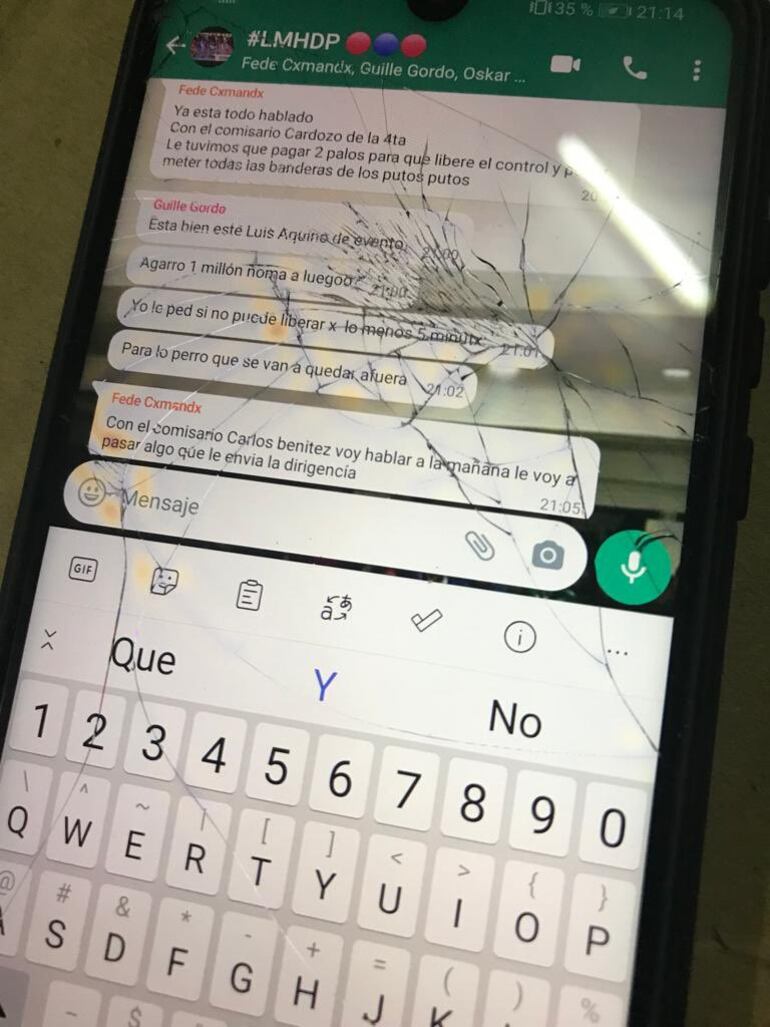 Fotografía al chat que circula en redes sociales.