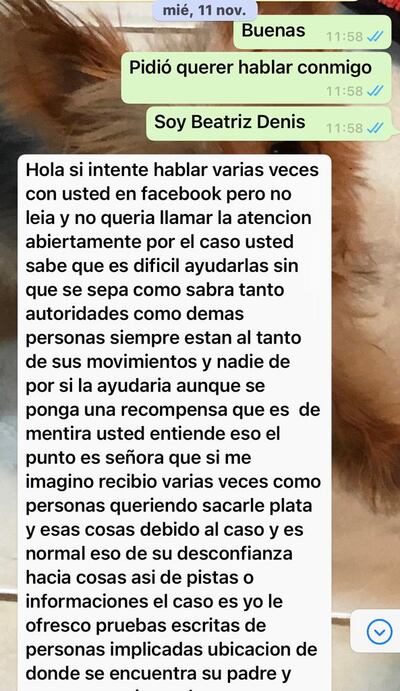 Capturas de pantalla que evidencian la extorsión que sufrieron los Denis.