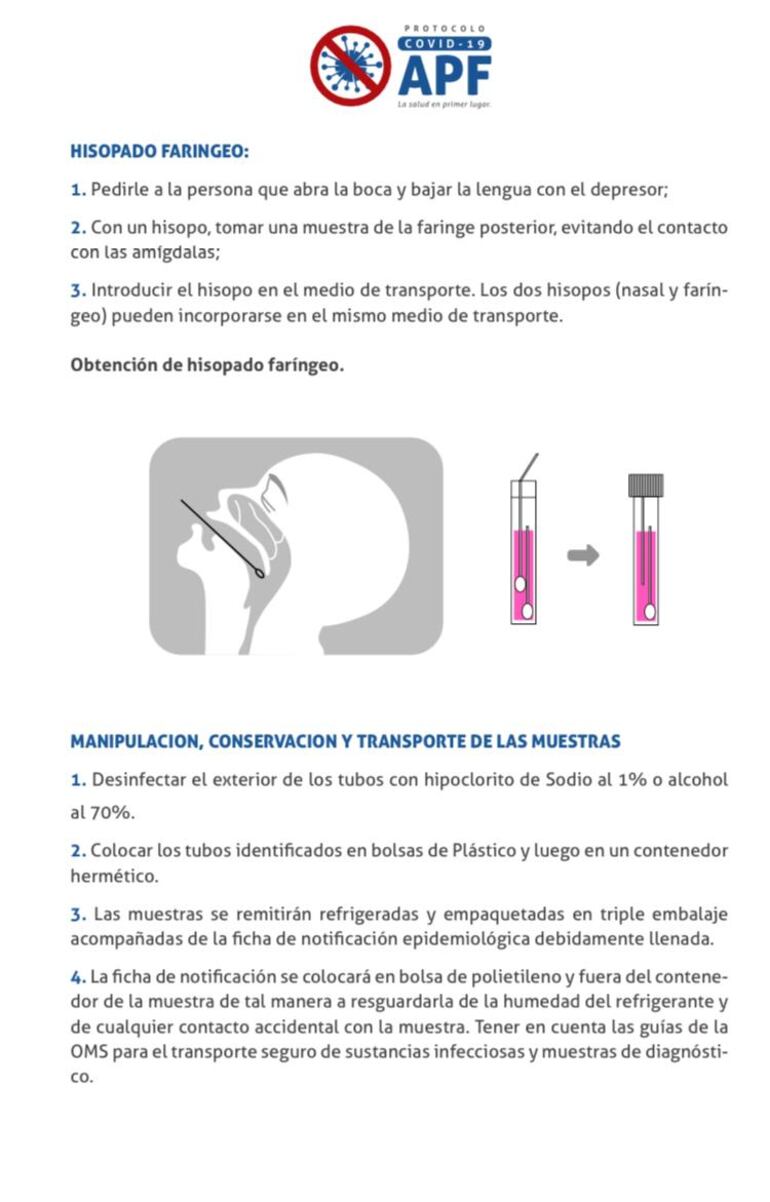El departamento médico de la APF informó el mecanismo del test de covid-19.