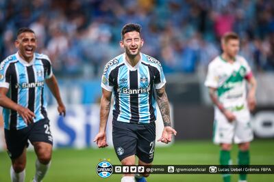Mathias Villasanti celebra su gol para Gremio ante Juventude.
