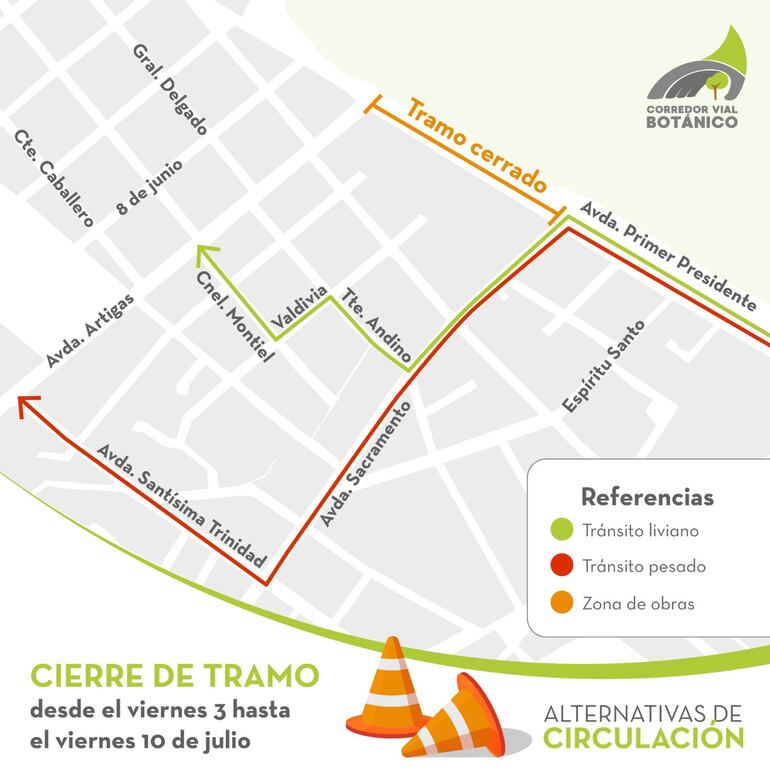 Estas son las calles alternativas que informó hoy la Comuna de Asunción.