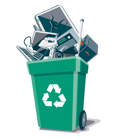 Carcasas plásticas en residuos de ordenadores y otros productos electrónicos obsoletos.