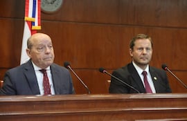 César Diesel, en la conferencia de prensa tras la asunción al cargo de presidente de la Corte Suprema de Justicia.