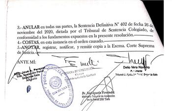 El Tribunal está integrado por los camaristas Delio Vera Navarro, José Agustín Fernández y Bibiana Benítez.