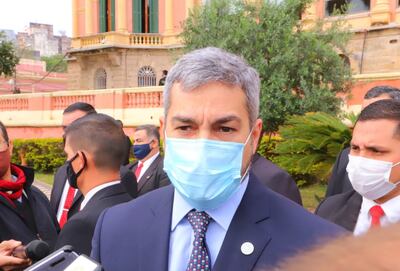 Mario Abdo habló con los medios tras las internas coloradas del pasado domingo.