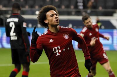 Leroy Sané festeja su gol para el Bayern Munich.