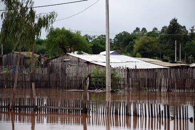 La vivienda inundada de Ciro Brizuela del barrio San Agustín de San Juan Nepomuceno.