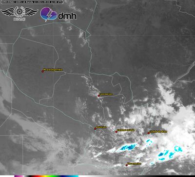 Zona de cobertura del sistema de tormentas que afectará este sábado a algunos puntos del país.