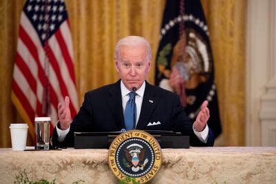 El presidente de EE. UU.. Joe Biden, durante su conferencia de prensa del lunes.
