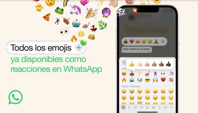 WhatsApp amplía a las reacciones todos los emoji de la plataforma.