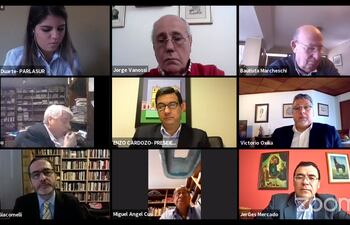 Los expositores del ciclo de charlas que arrancó esta mañana, organizado por el Parlasur.