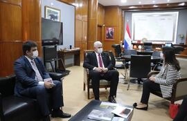 El ministro Arnoldo Wiens, recibió este lunes en su despacho a la embajadora del Reino de España en Paraguay, Carmen Castiella Ruiz de Velasco.