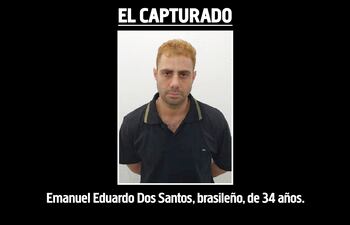 Emanuel Eduardo Dos Santos, nacido en Brasil, buscado en Paraguay, preso en Argentina.