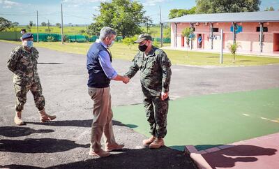 El presidente Mario Abdo Benítez y el comandante del CODI, coronel Narciso Domingo López.