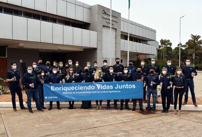 Parte del equipo de Corteva Agriscience, tras el lanzamiento de los objetivos de sustentabilidad que abarcan hasta el año 2030.