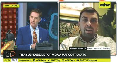 Marco Trovato en el programa “Mesa de periodistas” del 30 de setiembre, cuando afirmó que “la sanción ya estaba escrita” y denunció que Robert Harrison es parte del complot en su contra.