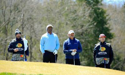 Carlos Franco con Vijay Singh, compañeros y campeones en torneos pasados esta semana de nuevo juntos, pero en un torneo individual.