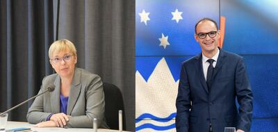 Natasa Pirc Musar y Anze Logar, candidatos a la presidencia de Eslovenia.