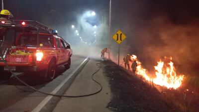 Bomberos trabajando en la zona del siniestro.