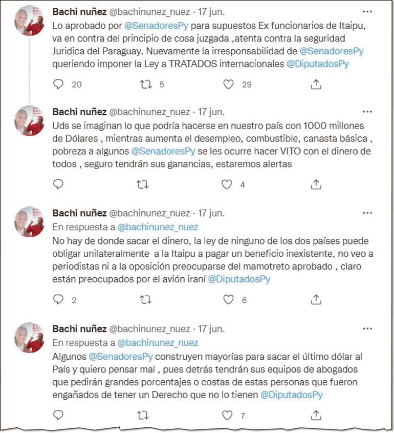 Mensajes del diputado Basilio Núñez.