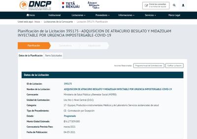 El proceso de licitación sobre el que surgen dudas de direccionamiento para la compra de medicamentos.