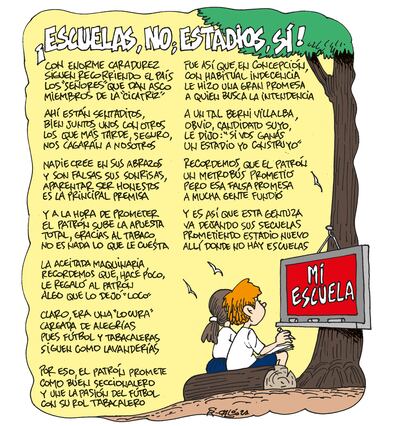 ¡ESCUELAS, NO, ESTADIOS, SÍ!