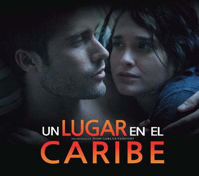 Lali González junto al actor argentino Rodrigo Guirao Díaz en un cartel de la película “Un lugar en el Caribe”. El filme ya se encuentra disponible para los suscriptores de la plataforma.