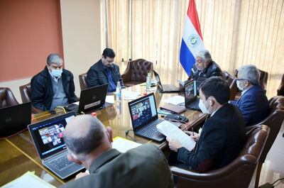 Reunión de mesa directiva del Senado con ministros del Gobierno de manera virtual.