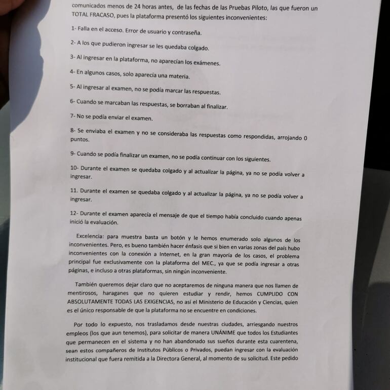 Estas son algunas de las fallas de la plataforma digital del MEC.