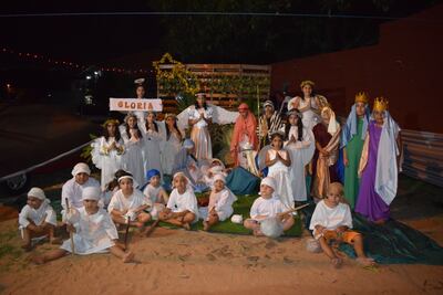 Niños de la comunidad San Cayetano participaron del pesebre viviente.