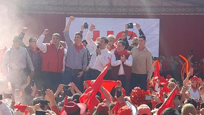 Los referentes de Honor Colorado durante el encuentro político en Coronel Oviedo