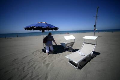 Una playa privada en Fregene, cerca de Roma, en Italia.